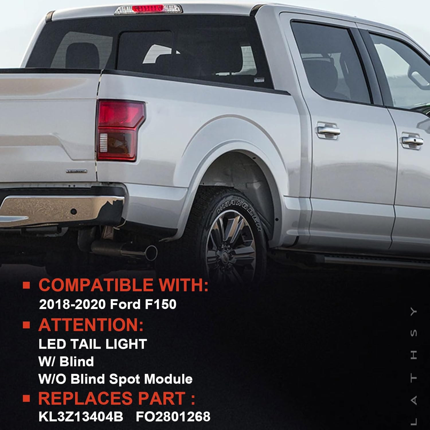 LED Tail Light Compatible With Ford F150 F-150 2018 2019 2020 W/Blind Spot Right Passenger Side Taillights Taillamps Brakelights Replace Part Number:KL3Z13404B