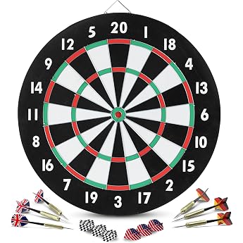 Stagecaptain DBP-1810 Bullseye Paper Dartboard, Double-Sided Playable | Thickness: 2.5 cm, weight: 2.5 kg, wire spider thickn