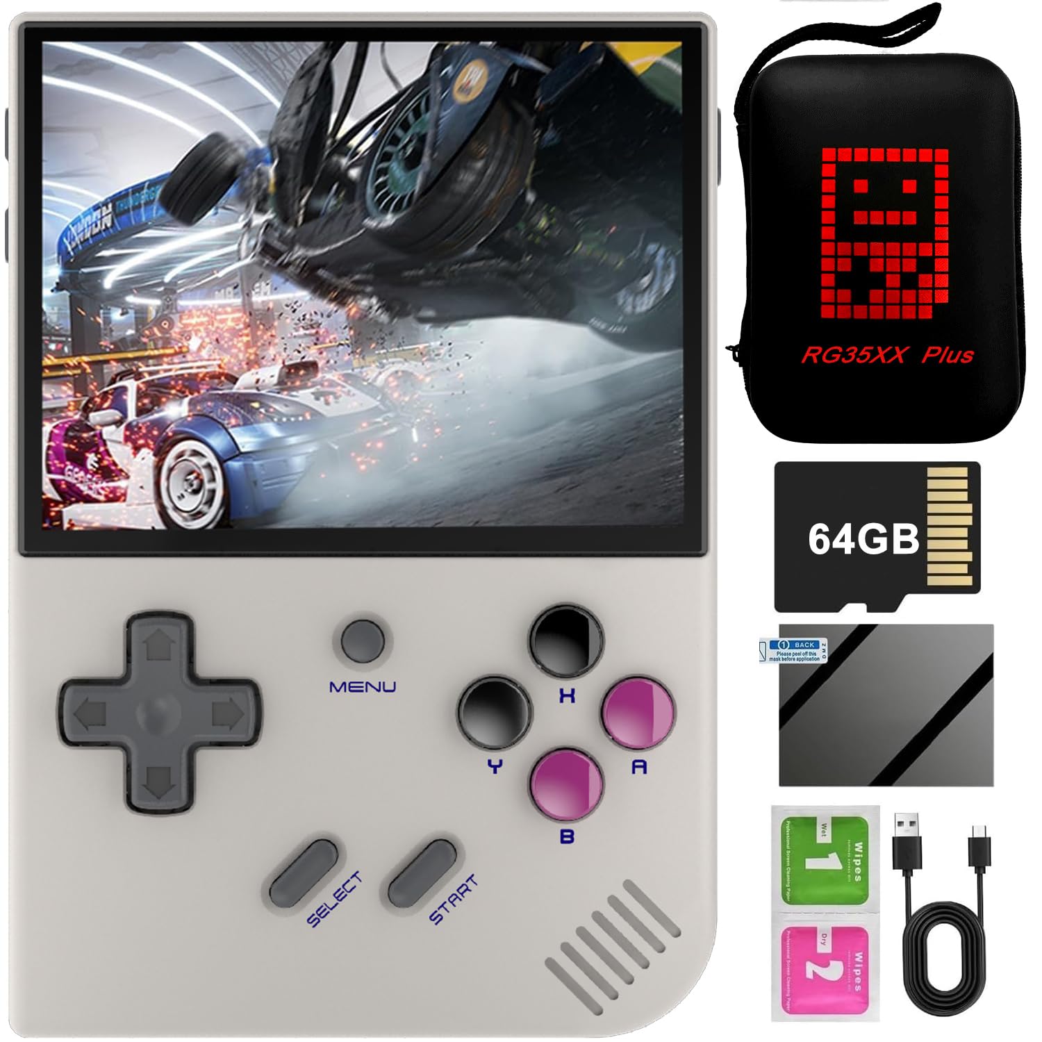 RG35XX Plus Handheld Game Console with Custom Portable Case