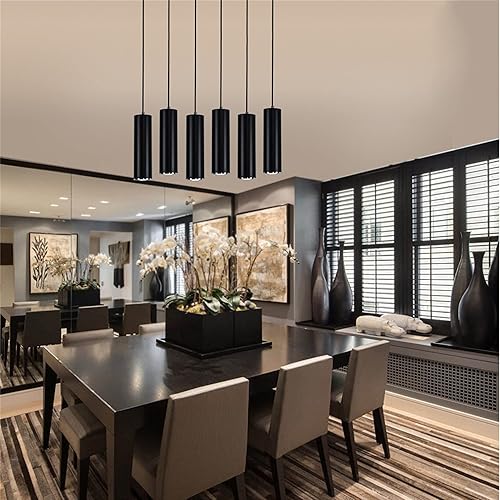 Miniatura 7 de GU10 Dia 6CM L 20CM Anillo de Plata Moderno Tubo Cilíndrico LED Lámpara Lámpara Colgante Focos para Cocina Isla Comedor Tienda Bar Counter