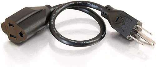 Cables To Go Alargue calibre 18 según el sistema de medición AWG, para ahorrar enchufes, con receptor NEMA 5-15 a enchufe NEMA 5-15, color negro.