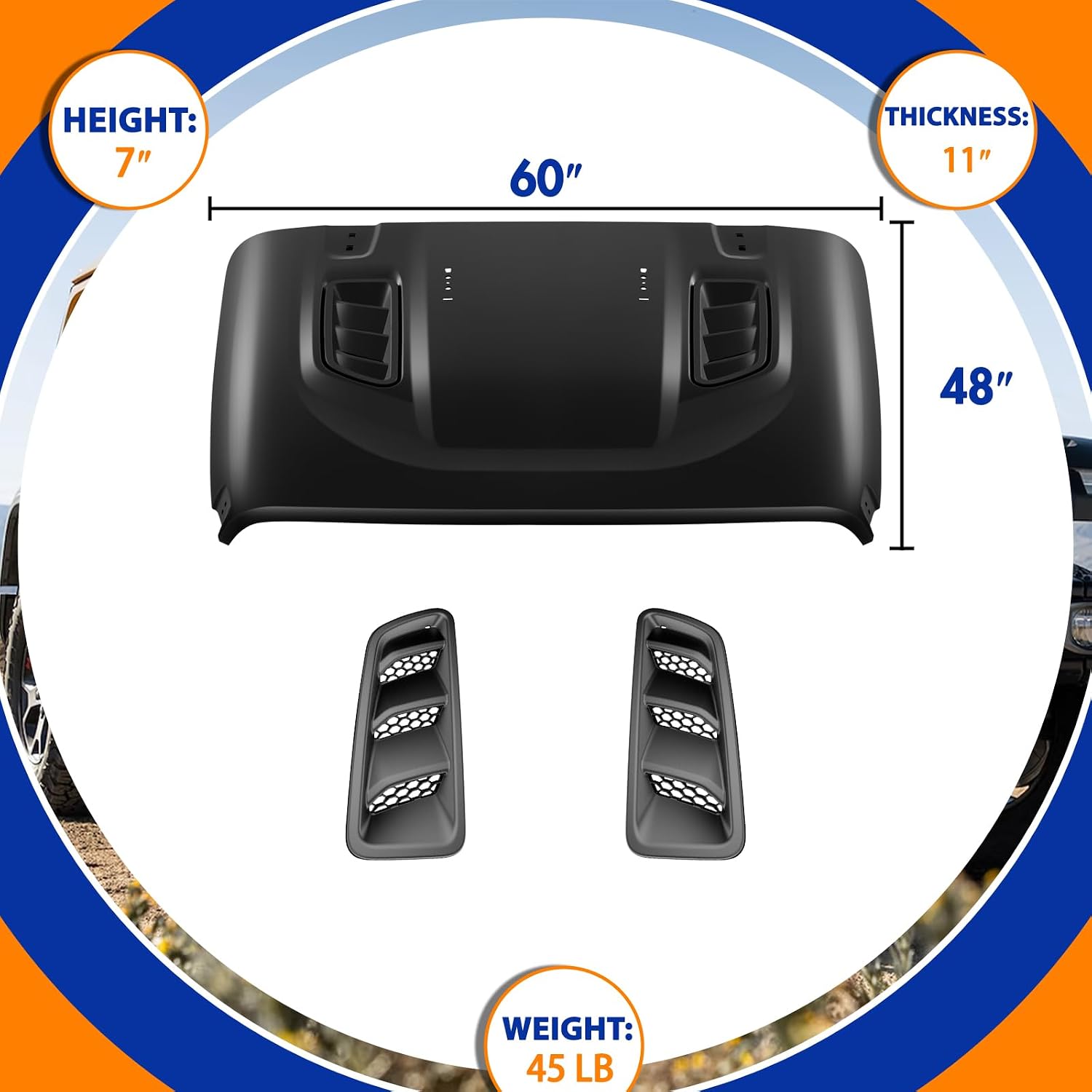 CALLIERT Aluminum JL Hood for Jeep Wrangler Hood 2018-2025 Jeep Wrangler JL & Gladiator JT 2020-2025, 10th Anniversary Aluminum Lightweight Vented Heat Dispersion Replacement Hood, Unpainted