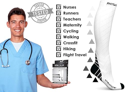 Miniatura 70 de Physix Gear - Calcetines de compresión 20-30 mmHg, para hombres y mujeres, para correr, enfermeras, espinillas, vuelo, viajes
