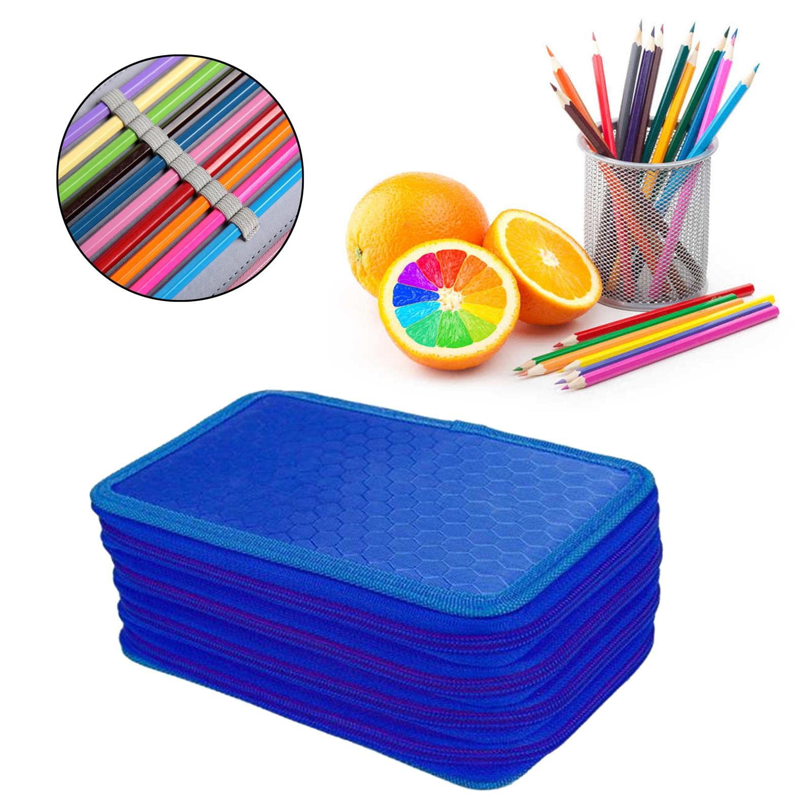Federmäppchen mit 72 Fächern für Aquarellstifte, Marker, Jungen, Mädchen, Kunstbedarf, blau, 72 Löcher, Stil B, 3 Set (72 Loch Tasche, Stil B), Style B