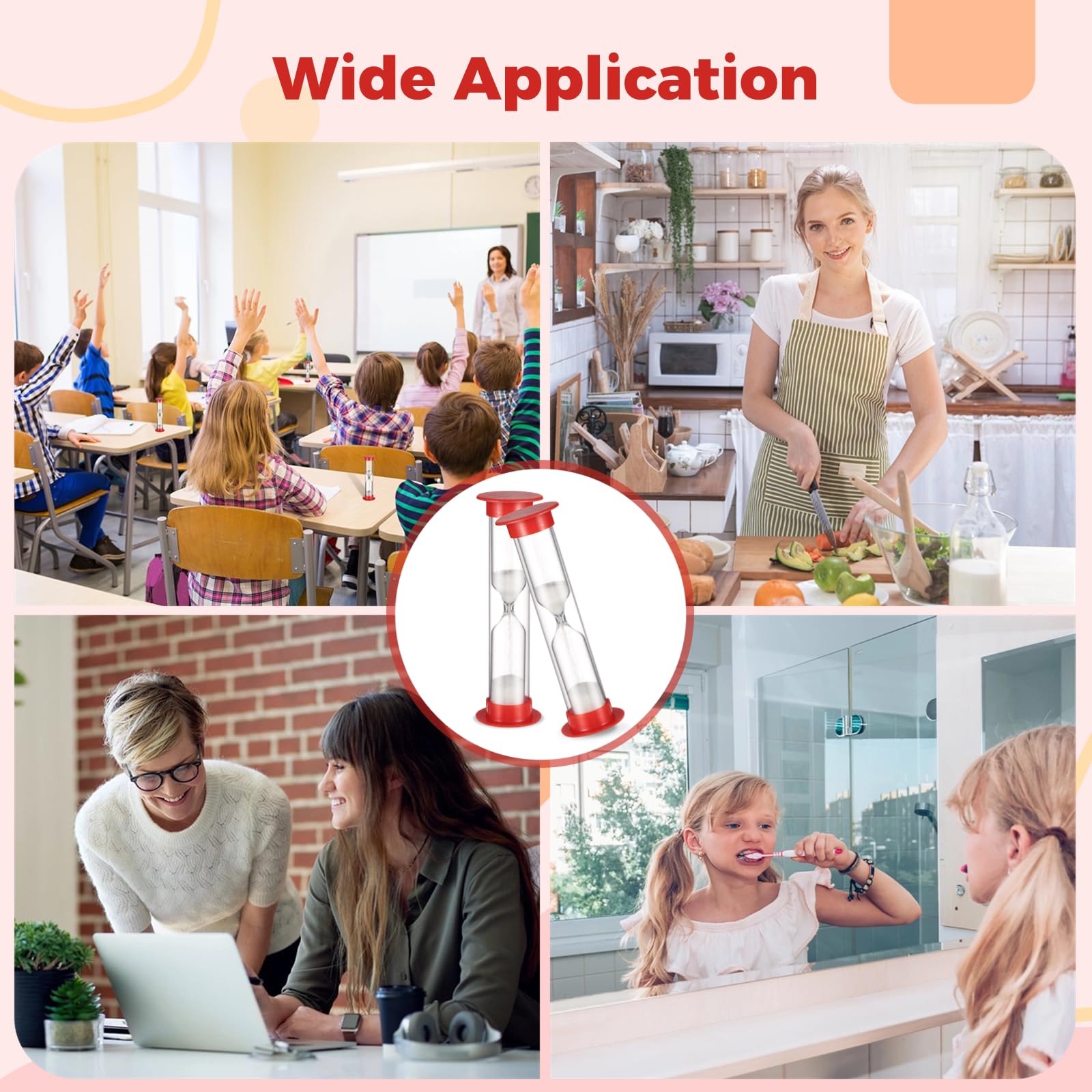 50 Stück Sanduhr 1 Minute - Sanduhr Klein Sanduhr mit Plastik Cover Abwärtszählende Sanduhr für Spiele Küche Party Geschenke DIY Dekoration Rot, Countdown-Tools