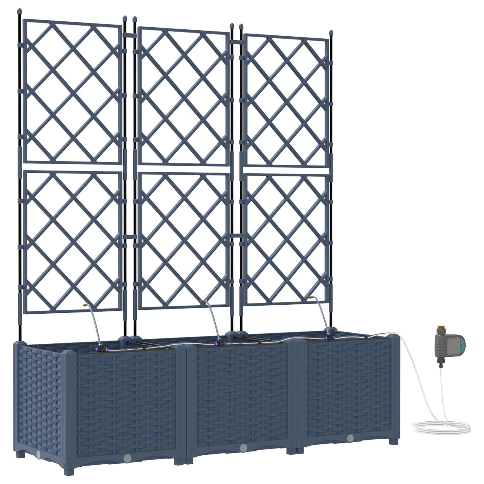 vidaXL Doniczka ogrodowa 3 pcs Szary 120 x 40 x 142 cm, Ogród i taras, nowoczesna doniczka samonawadniająca, trwały pojemnik na rośliny patio