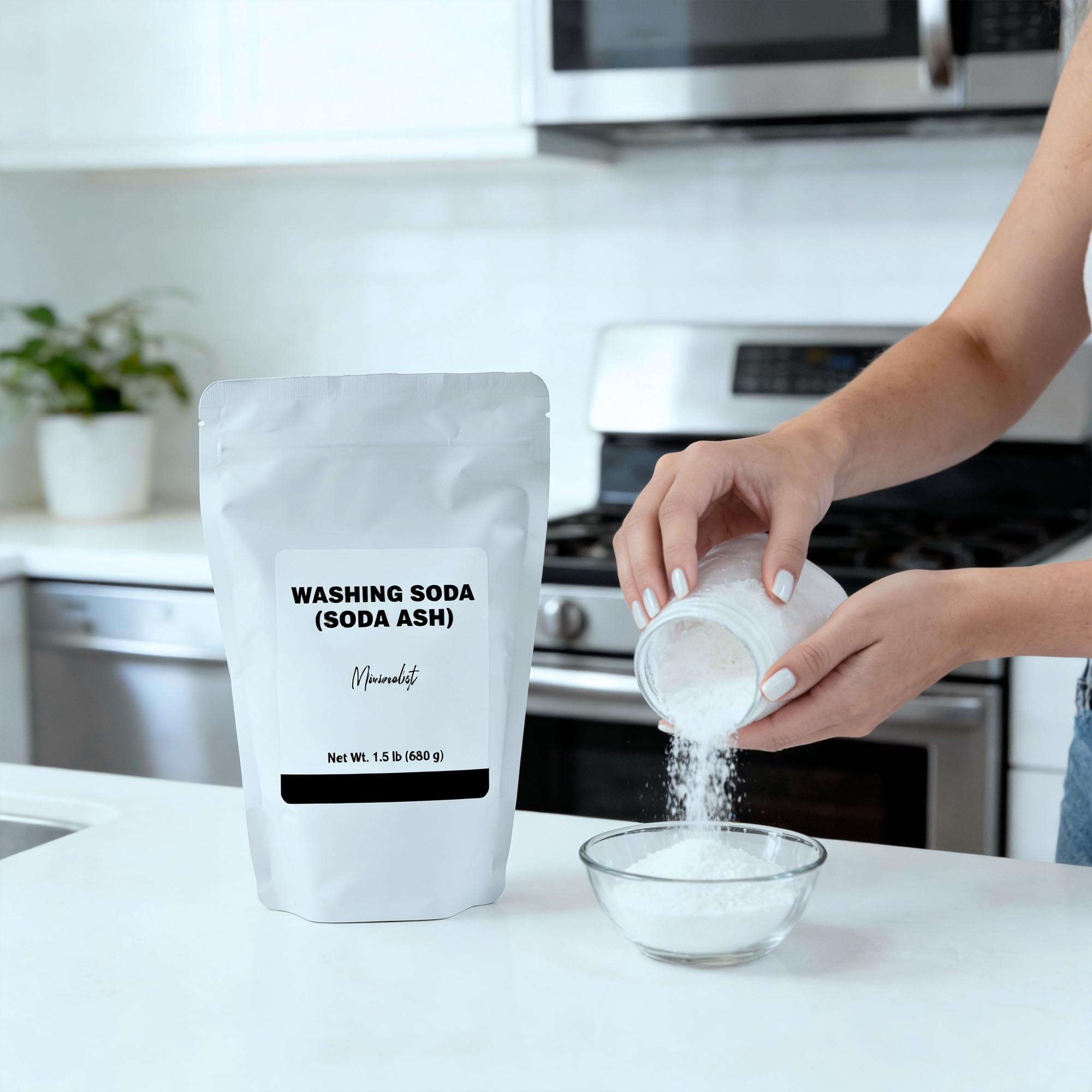 Minimalist Waschsoda, ideal für Wäsche und Haushaltsreinigung, verpackt für Komfort in einem nachfüllbaren Beutel (1,8 kg)