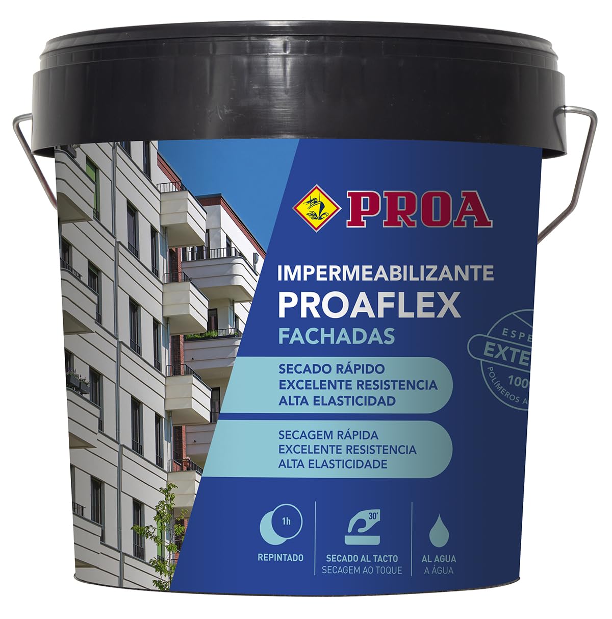 Impermeabilizante elástica para fachadas Teja. 4 L. Proaflex PROA. Antigoteras.