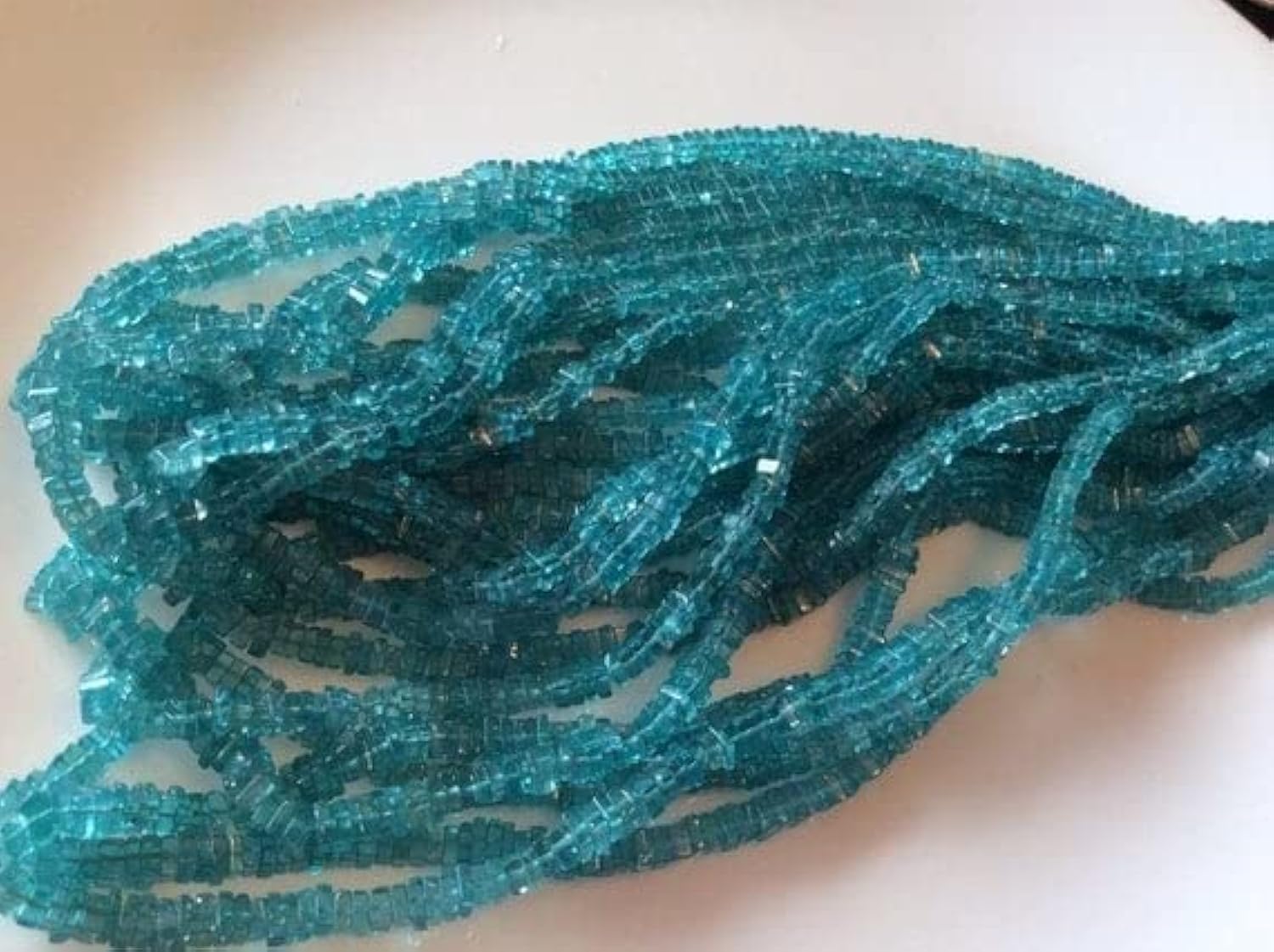 Perles Hishi Apatite Néon de 5mm pour création de bijoux raffinés sur fil 35cm