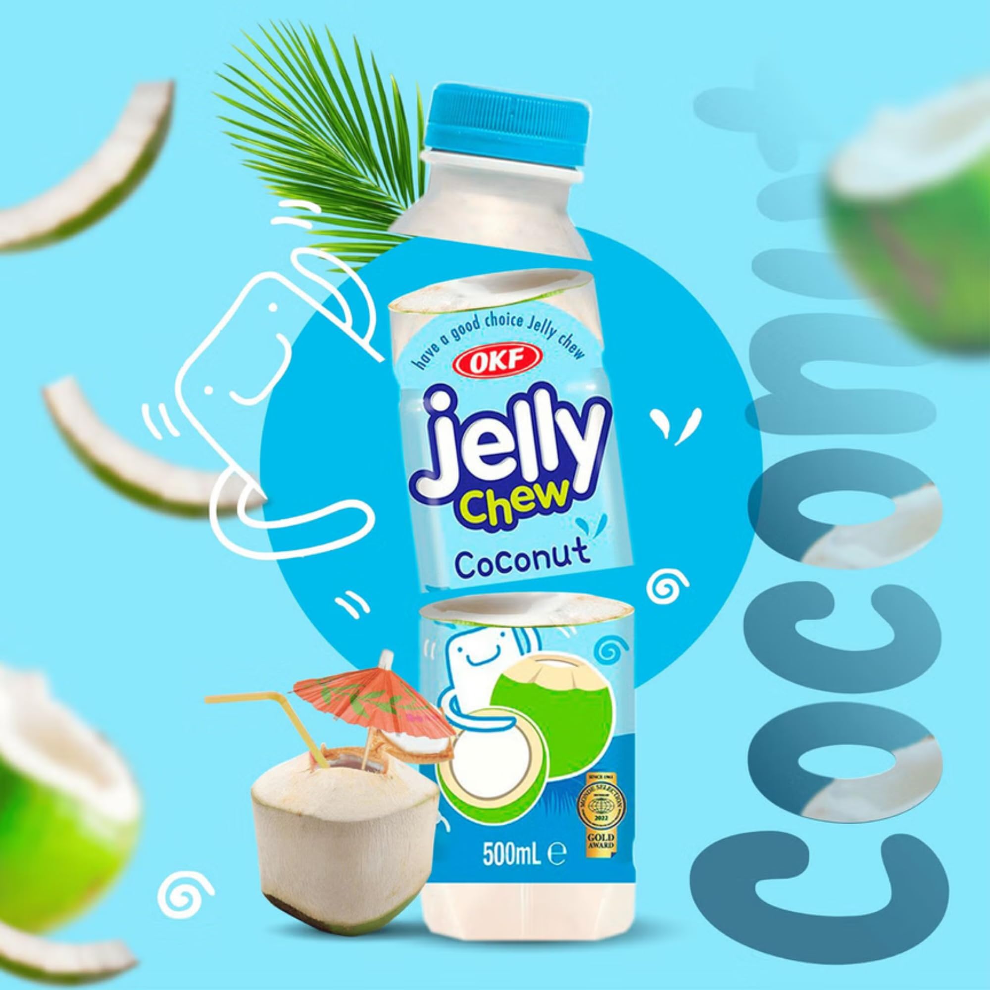 HU TASTE - Mix Discovery Bevande Asiatiche: OKF Jelly Chew & Aloe Vera King - Succhi di Frutta con Pezzi di Gelatina e Cocco - Cocco da Bere, Litchi, Mango e Ananas - Box Merenda Esotica