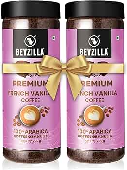 Bevzilla 400 Gram (200 Gm Pack of 2) Instant (French Vanilla) Coffee Powder | 100% Arabica| Make 200 Cups | Strong Coffee | Espresso, Latte & Cappucin...