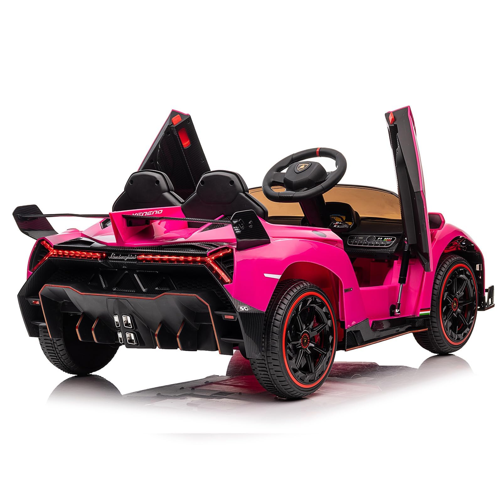 Lizenziertes Lamborghini Kinder Elektroauto 12V – 2 Motoren, Fernbedienung, Scherentüren, LED-Licht, breiter Sitz, MP3, USB, Drahtlos, Hupe, 3 Geschwindigkeiten – Sicheres Kinderfahrzeug ab