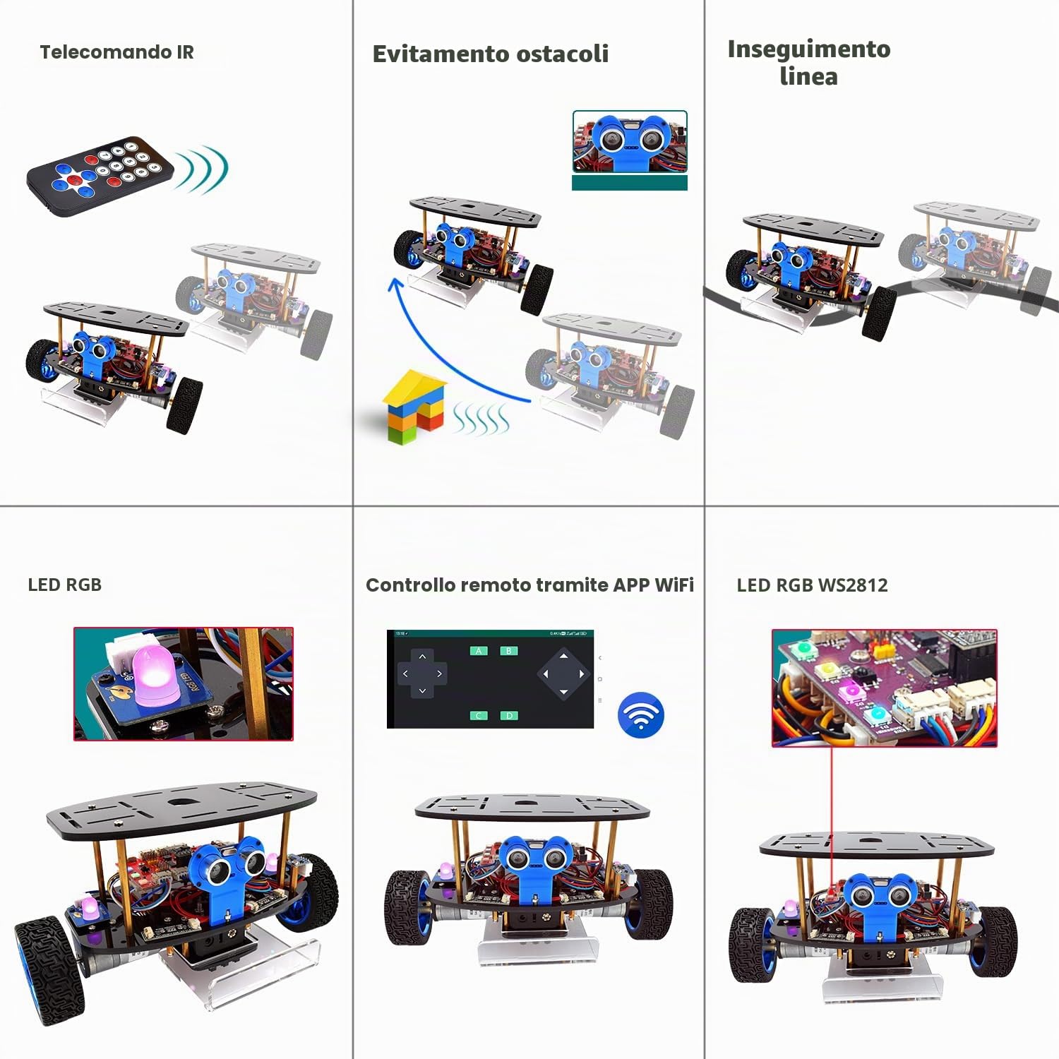 Adeept Kit auto robot autobilanciante (compatibile con Arduino DIE), kit di progetti STEM, kit robotica e ingegneria, set di programmazione, tracciamento linea, sensore ad ultrasuoni, telecomando
