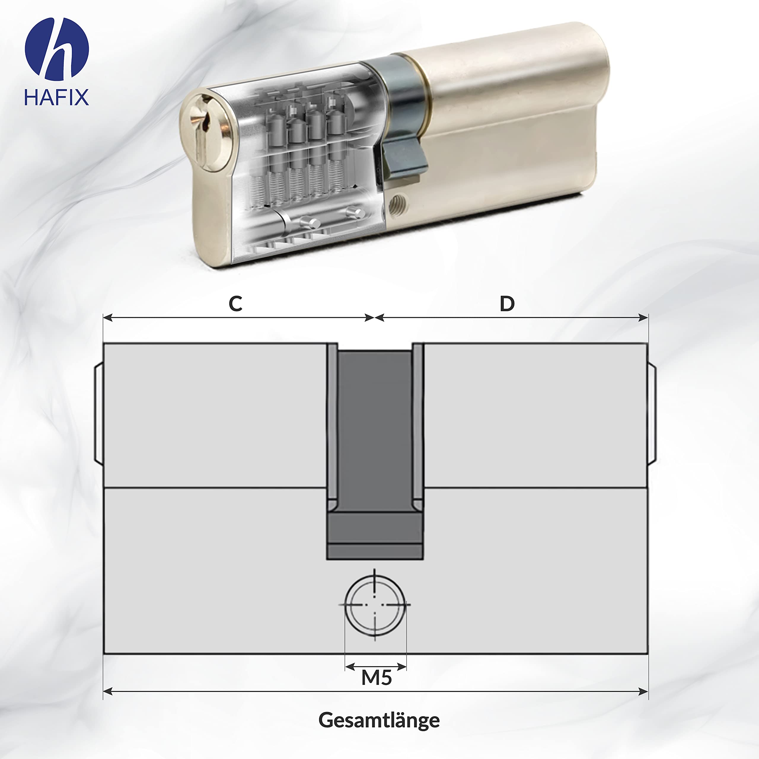 Cilindro doble de 30/65 mm con función de emergencia y peligro y cierre uniforme. Cilindro para cerradura de puerta Incluye 3 llaves. Cilindro para mayor seguridad.