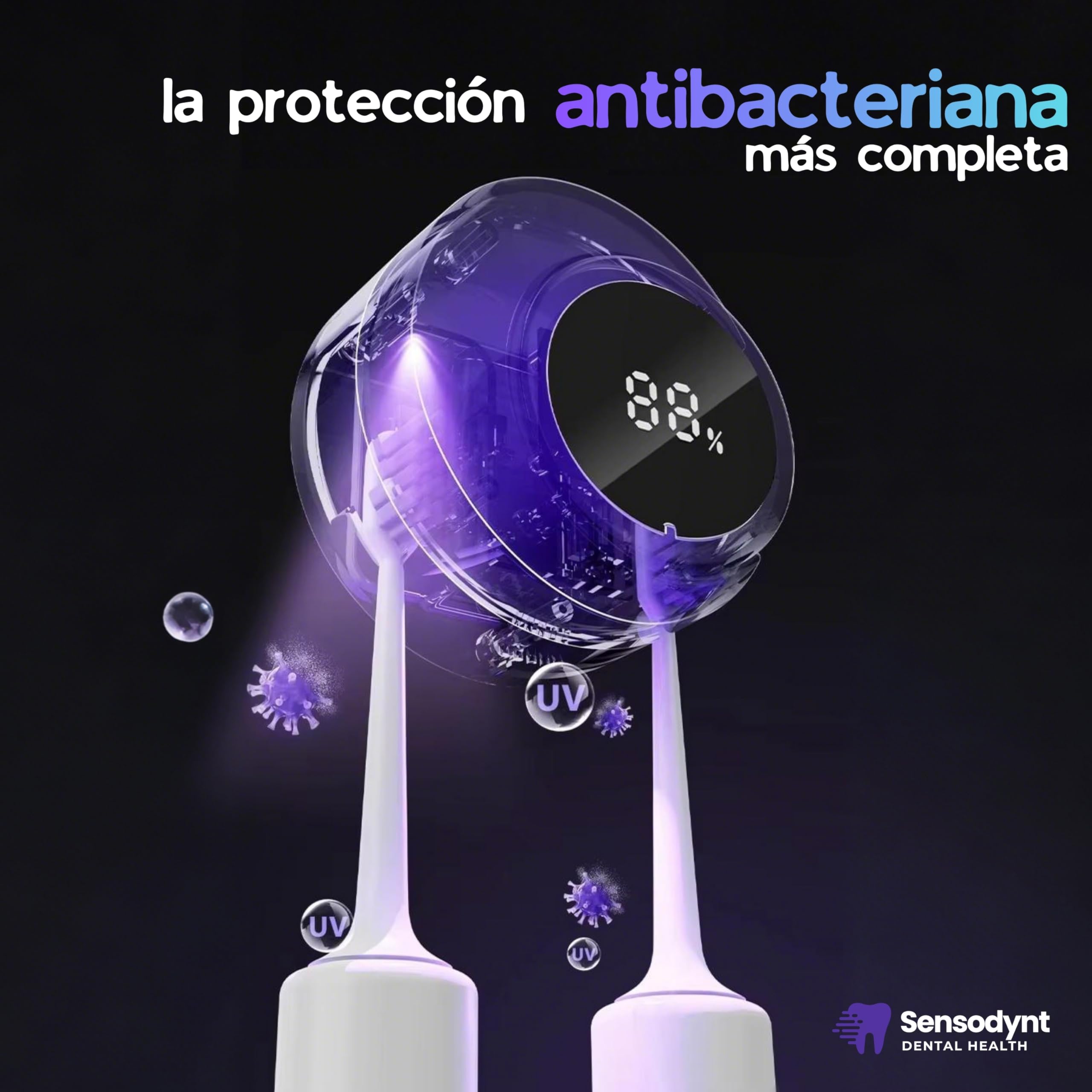 SENSODYNT Esterilizador Cepillo Cientes, Higienizador Cepillo Dientes con Tecnología Doble UV - Desinfectante Cepillo Dientes + Soporte Cepillo de Dientes sin Taladrar