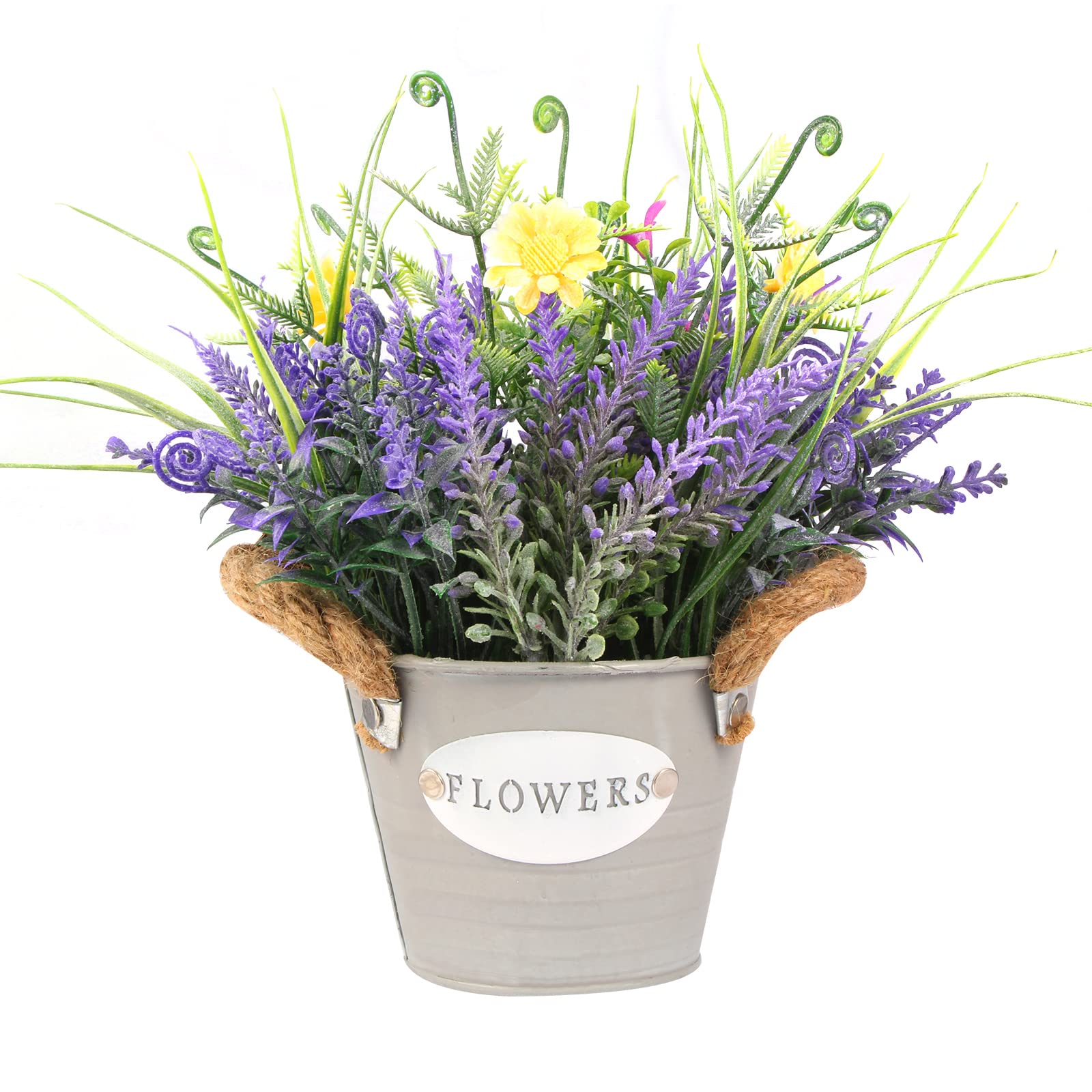 Fake Plants Purple Lavender Flowers in Pot 10" Tall Faux Artificial Potted Plant Greenery for Home Kitchen Patio Coffee Table Farmhouse Aesthetic Bedroom Bathroom Decor