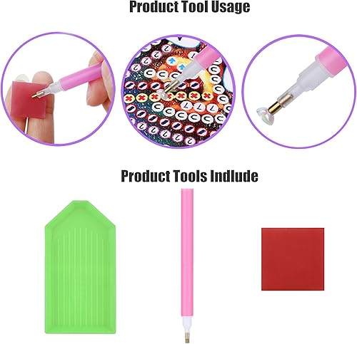 Miniatura 4 de Juego de 8 posavasos de pintura de diamante 5D, posavasos de diamantes para manualidades y manualidades, posavasos de diamante para mesa de café,