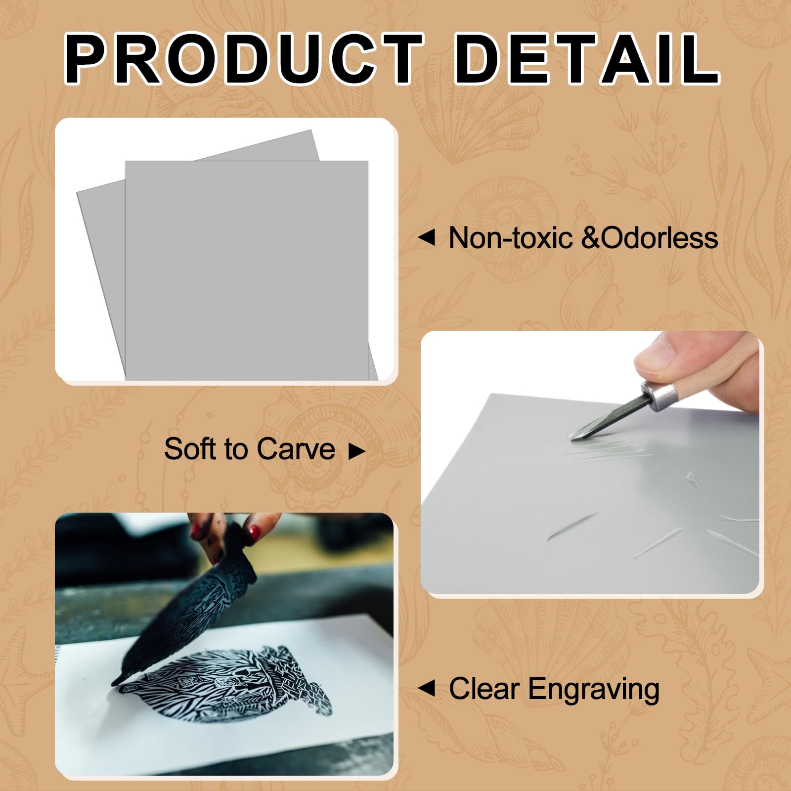 Snapklik.com : Yeaqee 4 Pcs Linoleum Block Rubber Carving Block Soft ...