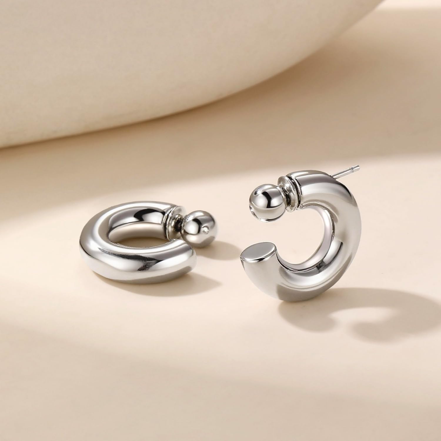 ZLP Hypoallergenic Hoop Earrings for Women/Men | S925 Silver Posts | Stainless Steel Body | Simple Degsin - Image 4