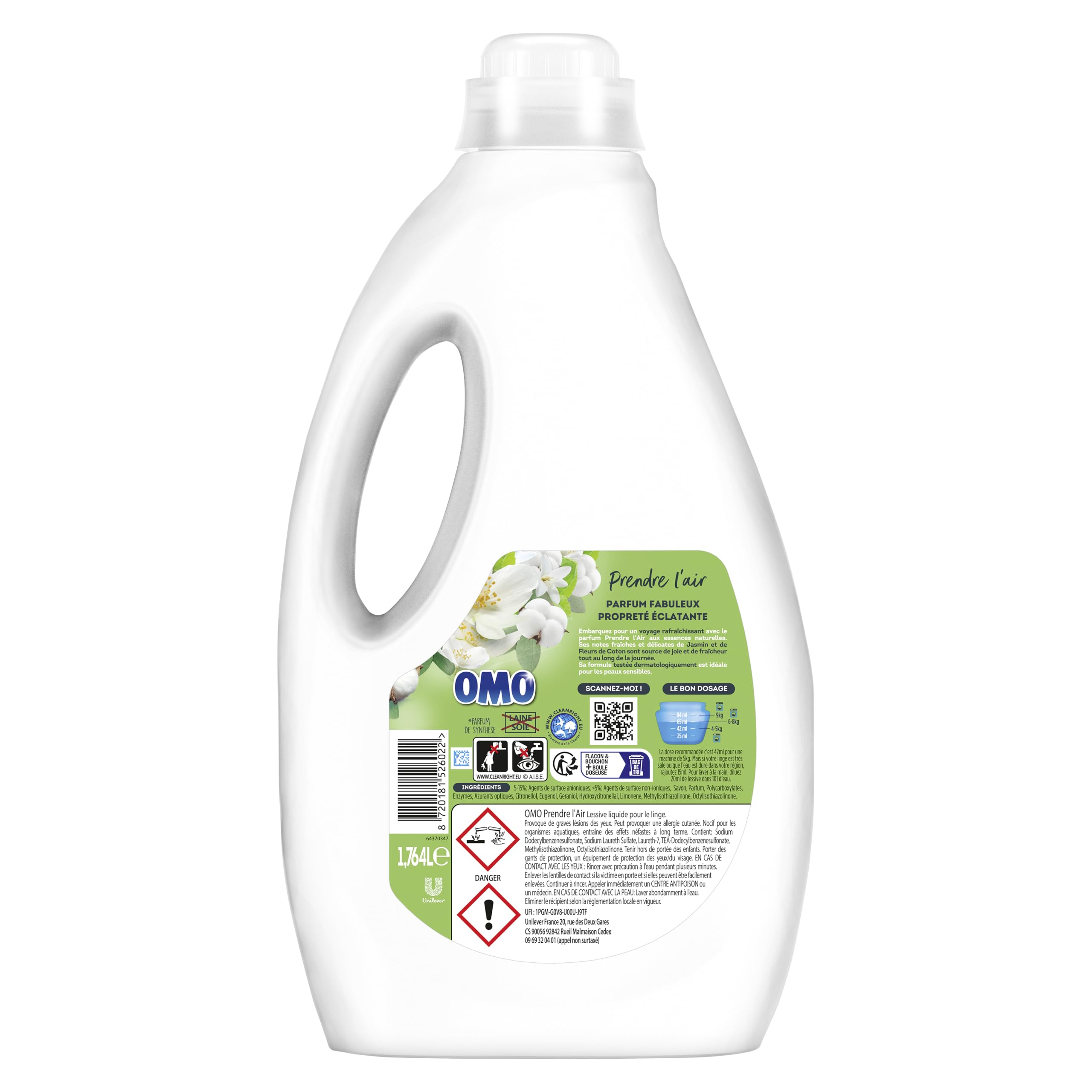 OMO - Lessive liquide Prendre l'air - 210 lavages - Jasmin et Fleurs de Coton - propreté éclatante & parfum longue durée aux essences naturelles (lot de 5x42)