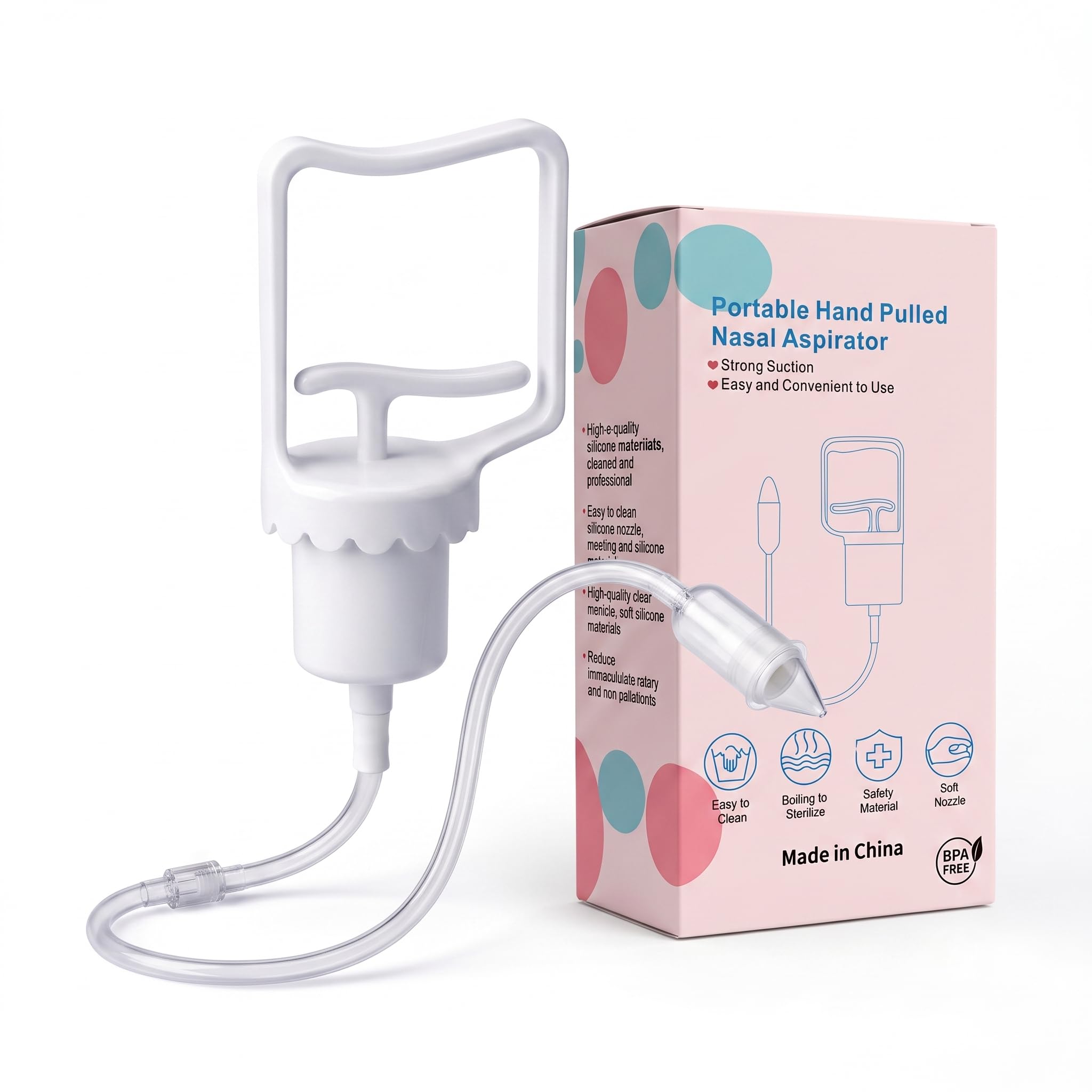 Baby Nasal Aspirator, Powerful Hand Pump Baby Nose Sucker, Nasal Aspirator for Baby with Soft Silicone Nose Tip for Fast and Effective Relief of Nasal Congestion in Infant.