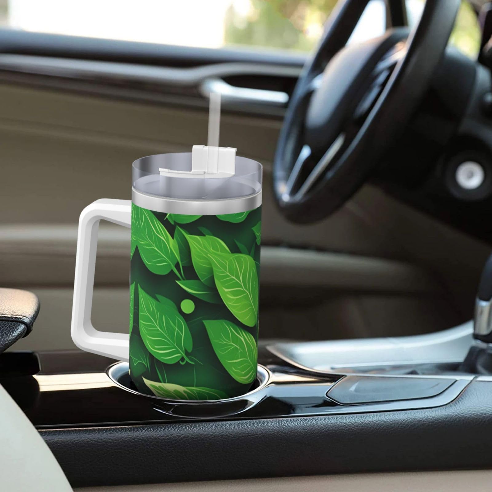 St Patricks Day Leaves Edelstahl-Wasserflasche mit Griff und Strohhalm-Deckel, doppelwandig, 1,2 l