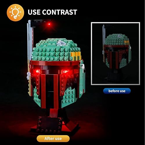 Miniatura 4 de Vaodest Luz LED para casco Lego Boba Fett 75277, diseño y configuración compatible con el modelo 75277 (solo luz LED, no kit de bloques de