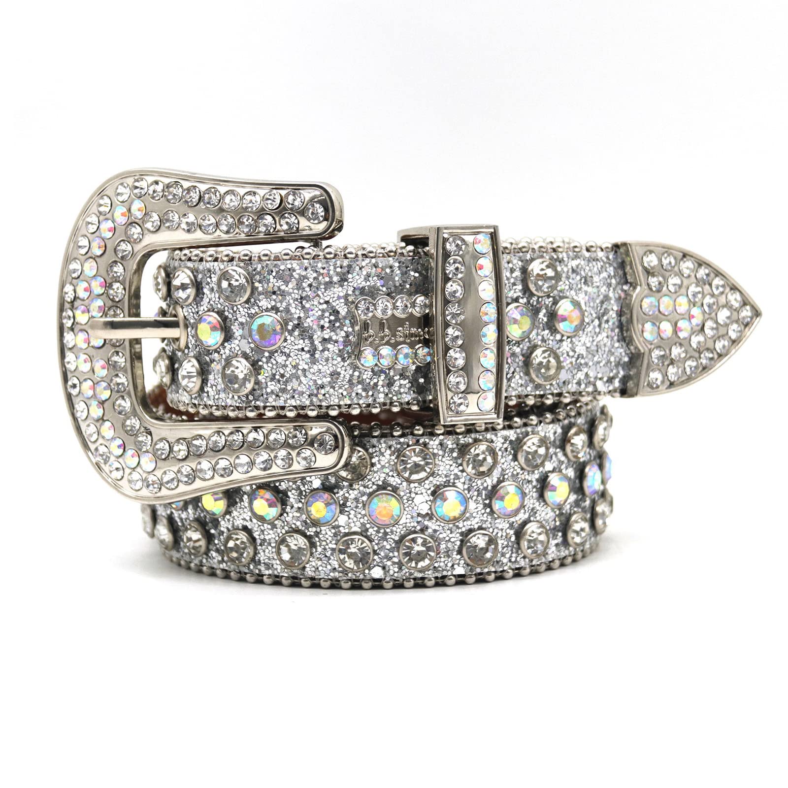 Rhinestones Belt For Men Women Western Cowboy Cowgirl Crystal Studded Leather Belt For Jeans Pants Dresses