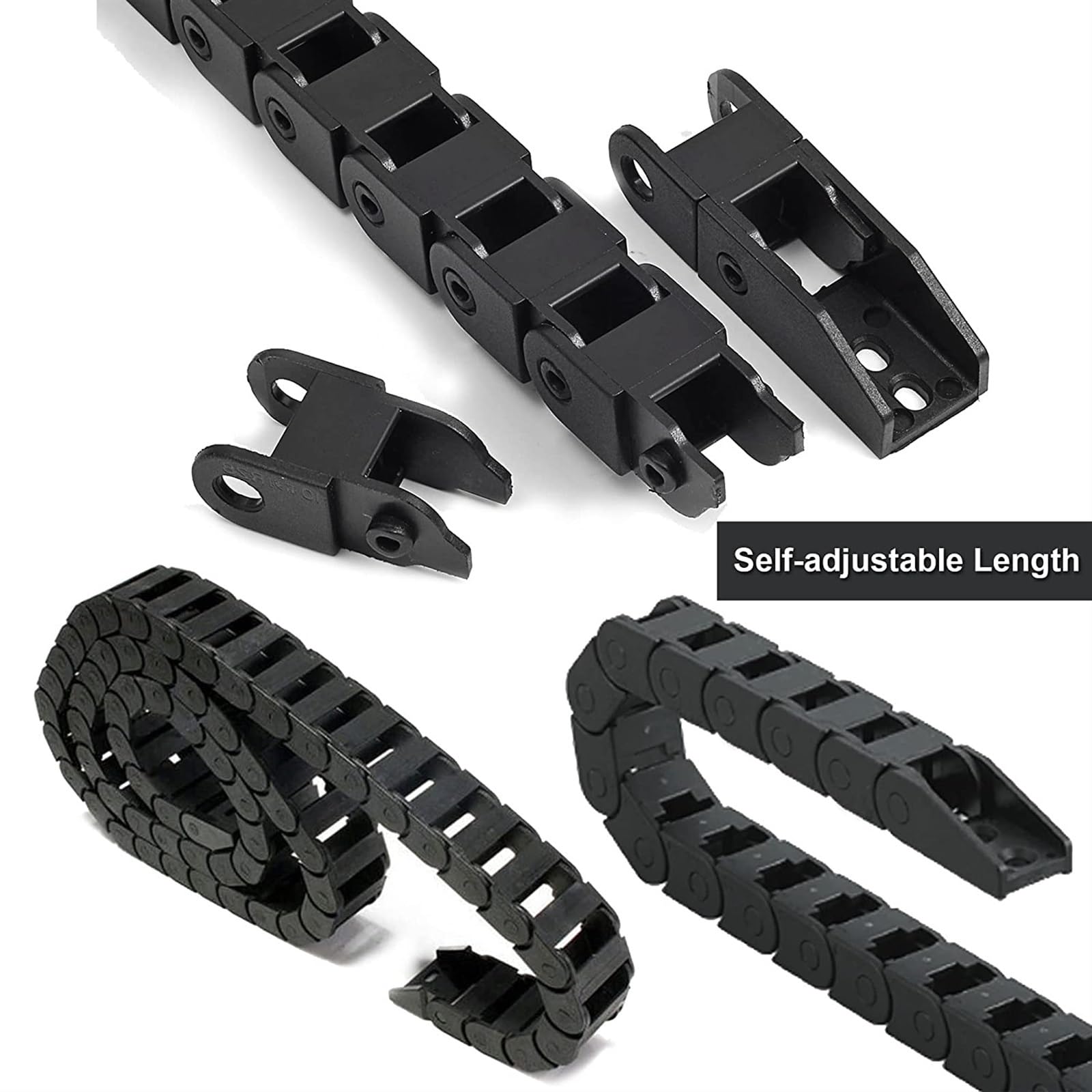 7 x 15 mm Kabelträger-Schleppkette, geschlossener Typ, flexible Kunststoff-Nylonketten, 1 m, mit Endverbindern for 3D-Drucker, CNC-Maschine