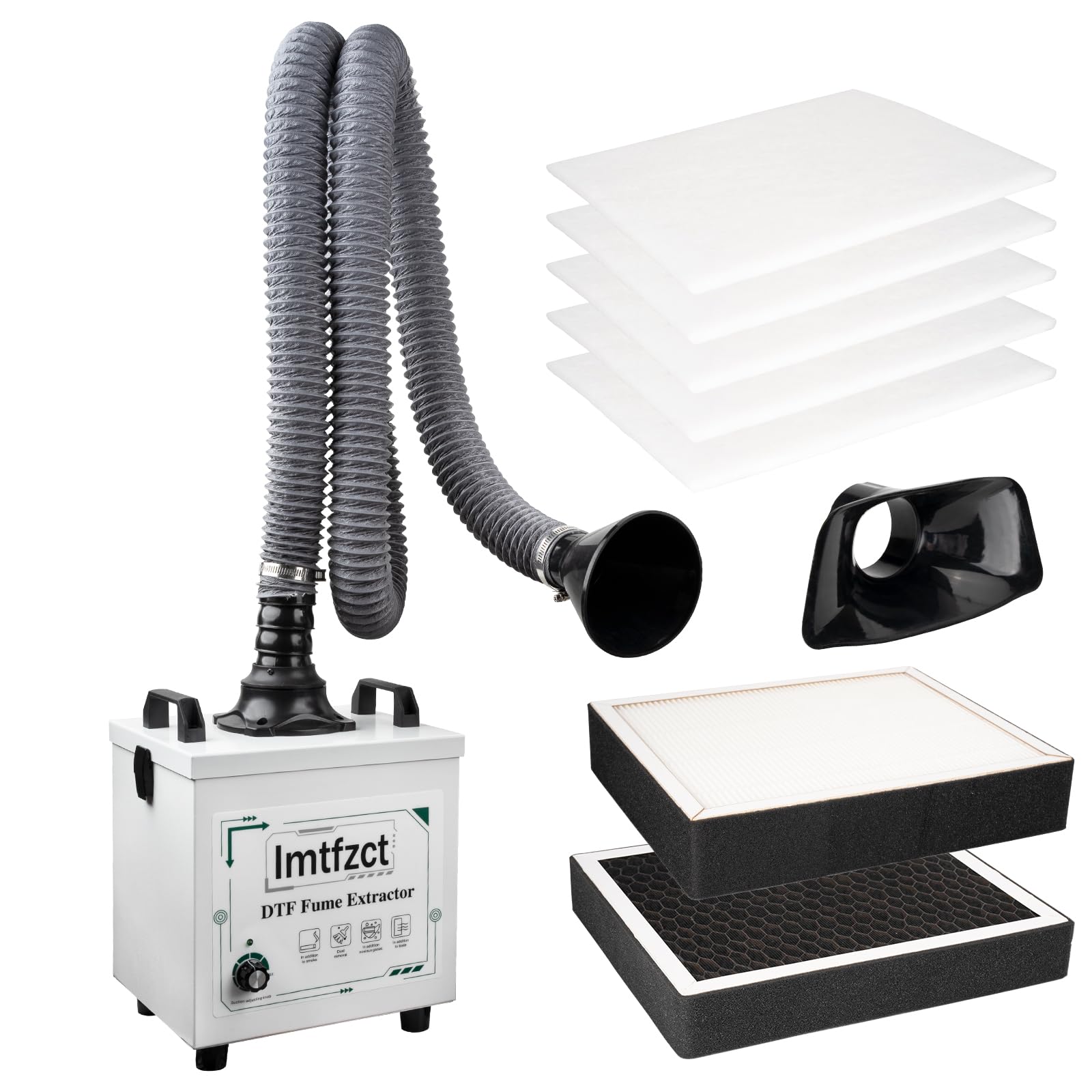 Solder Fume Extractor, DTF Smoker Purifier, 100W, Low-Noise, 3-Stage Filters Adjustable Speeds With A Hose For DTF meachine, Laser Welding Smoke Absorption and Desktop Soldering