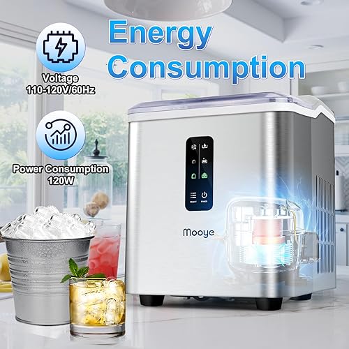 Miniatura 6 de Máquina para hacer hielo para encimera, 26.5 libras en 24 horas, máquina de hielo eléctrica y máquina de hielo compacta con cuchara de hielo y