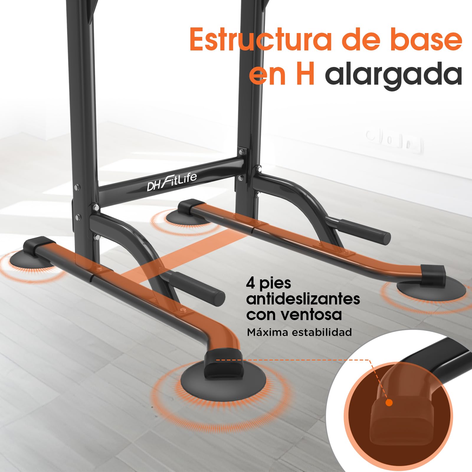 DH FitLife Power Tower Dip Station | Barra de Dominadas Independiente | Estación de Fondos | Barras Paralelas para Espalda | Estación de Entrenamiento Multifuncional | Power Rack Para Gimnasio en Casa