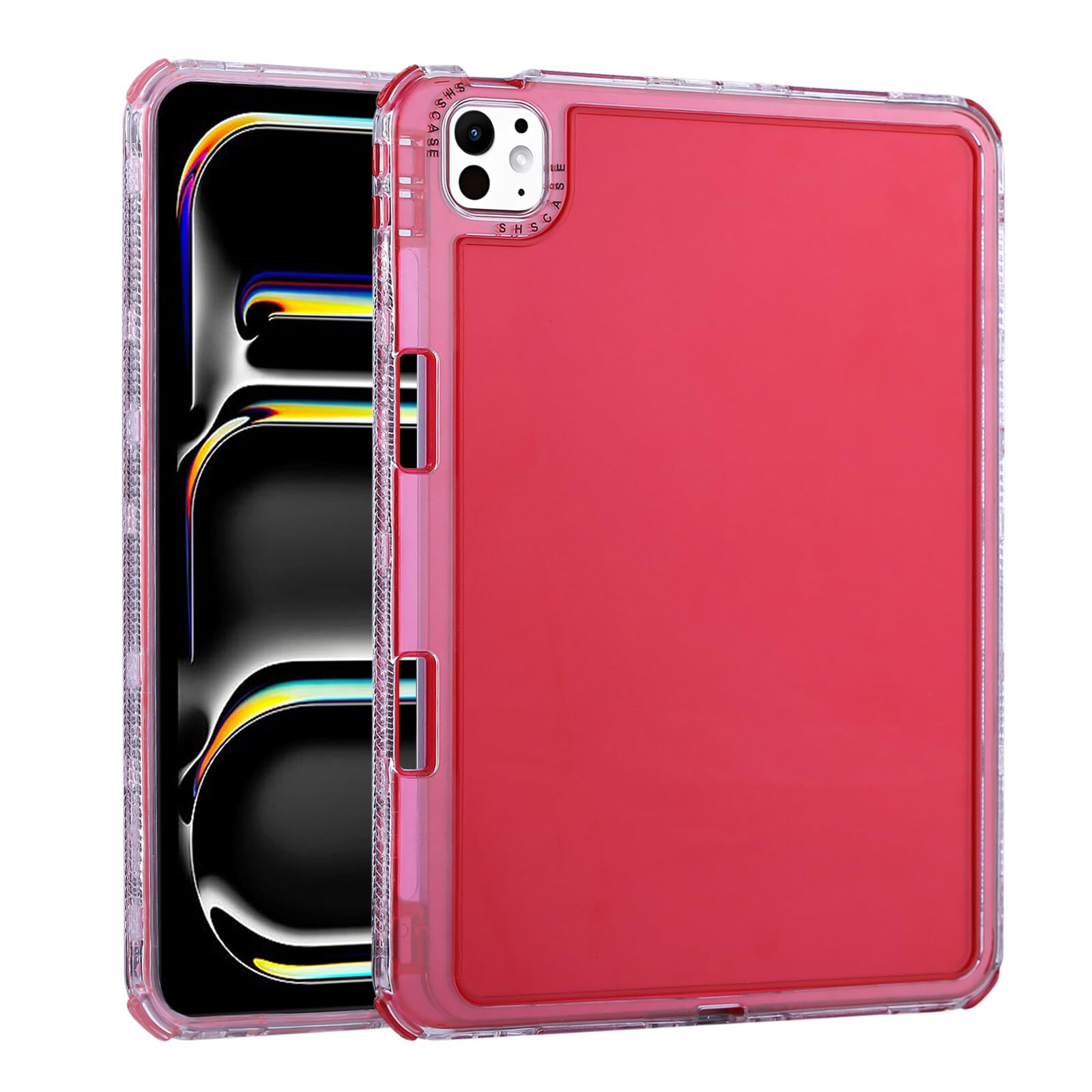 Generic Custodia compatibile con iPad di 6a / 5a generazione da 9,7" (colore: rosso) Custodia rigida antiurto in silicone rigido a triplo strato