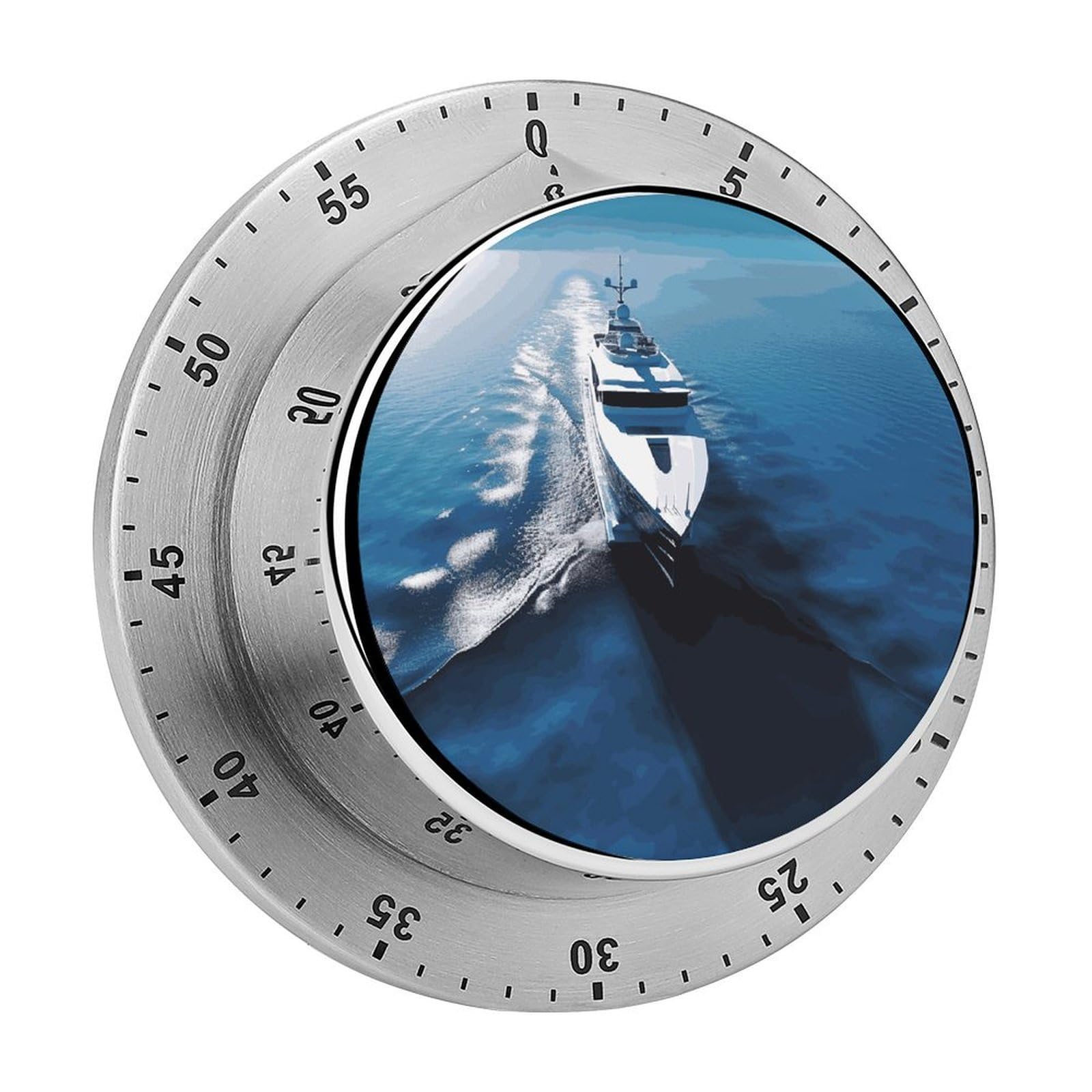 Yacht Visual Timer with Loud Alarm 60-Minute Kitchen Timers Exquisite Stainless Steel Body - Mechanical Desk Timer Countdown Clock for Cooking Chef Clock