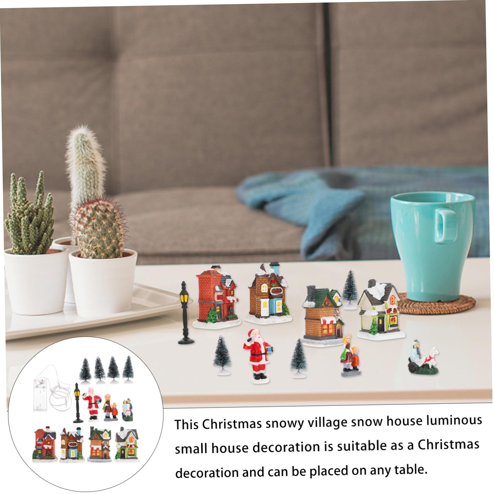Cabilock Adornos Luminosos para Casas de Nieve Villas Navideñas Iluminadas de Resina Decoraciones de Pueblo Navideño para Casa para Decorar el Árbol de Navidad Mesa de Navidad