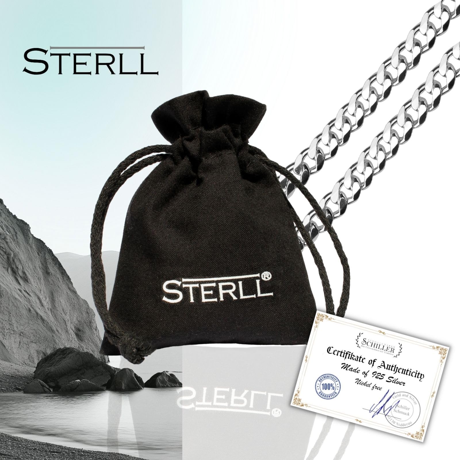 Herren Silberkette Silber 925 Ohne Anhänger Eco-Verpackung Geschenk für Freund