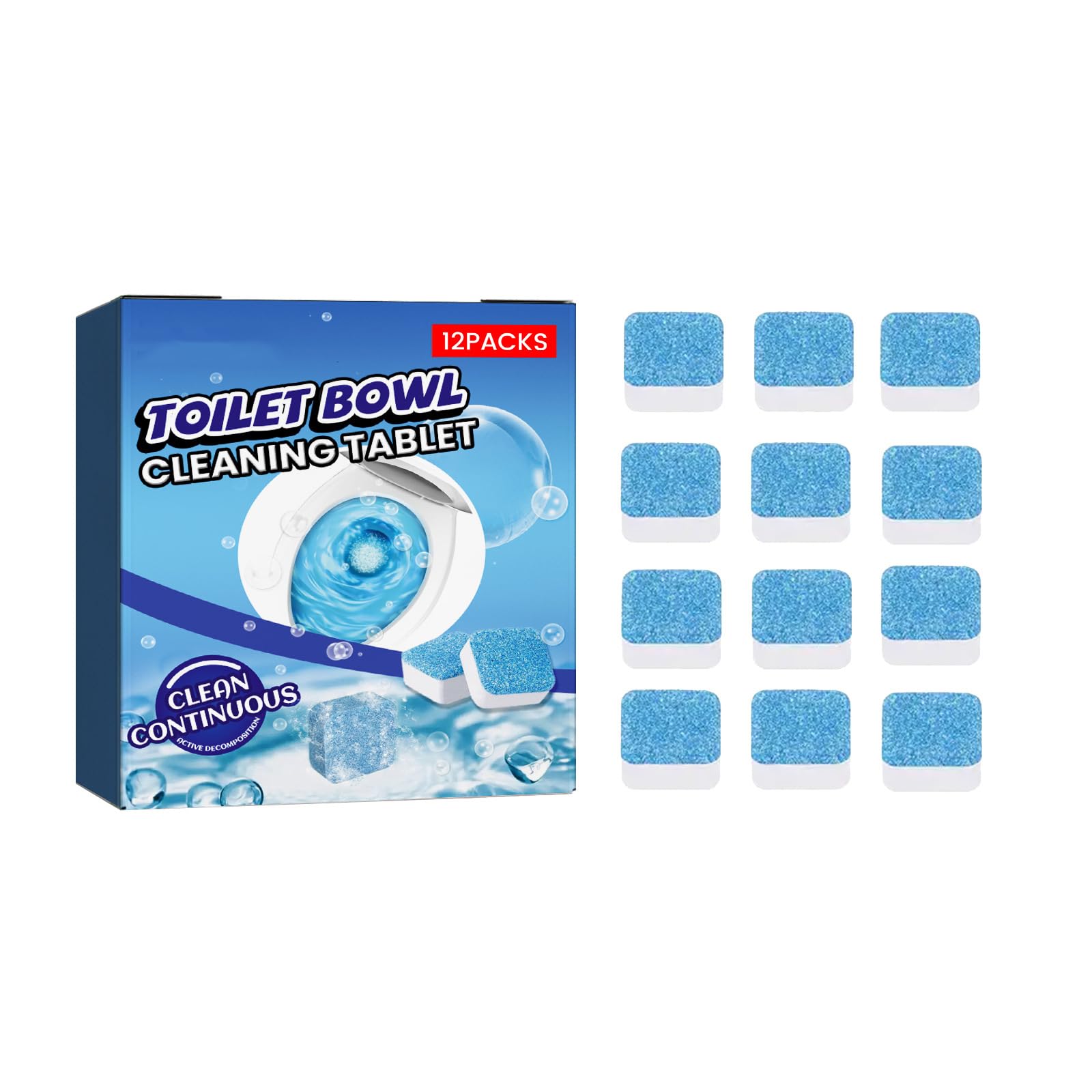 12 Pack Automatic Toilet Bowl Cleaner Tablets, Bathroom Toilet Tank Cleaner, Deodorizing and Cleaning Tablets for Long-Lasting Freshness and Hygiene