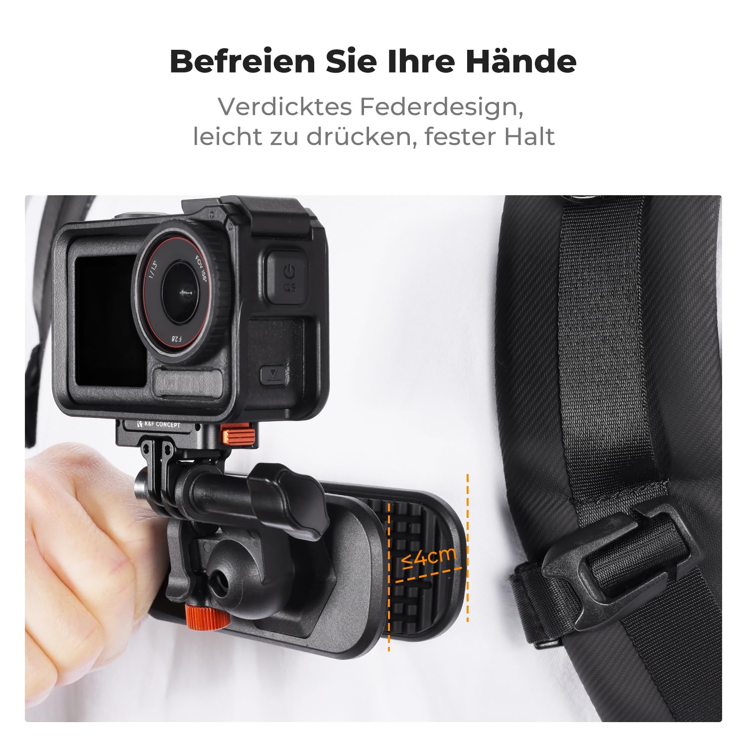 K&F CONCEPT Magnetische Rucksack Clip-Halterung, Rucksackgurt Halter für Osmo Action 6/3/4/5 Pro, Kamerahalterung mit 360° Drehbare Kugelkopf für GoPro Hero 13/12/11/10/9, Insta360 X5/X4/X3
