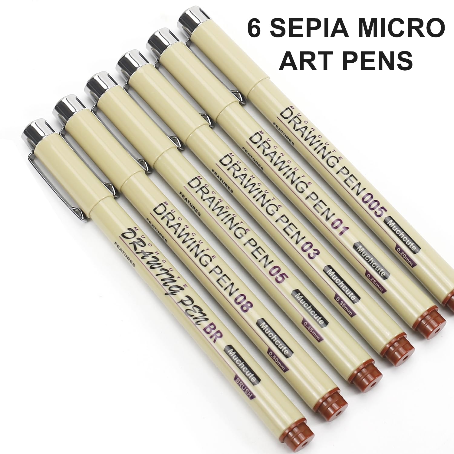 Snapklik.com : Muchcute Micro Fineliner Drawing Art Pens: 6 Sepia Fine ...