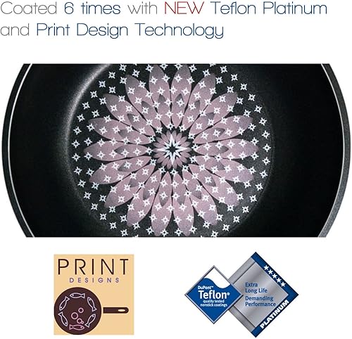 Miniatura 4 de TECHEF - Blooming Flower Collection, woksartén para freír de 12 pulgadas, recubierta 6 veces con revestimiento antiadherente de teflón platino (sin