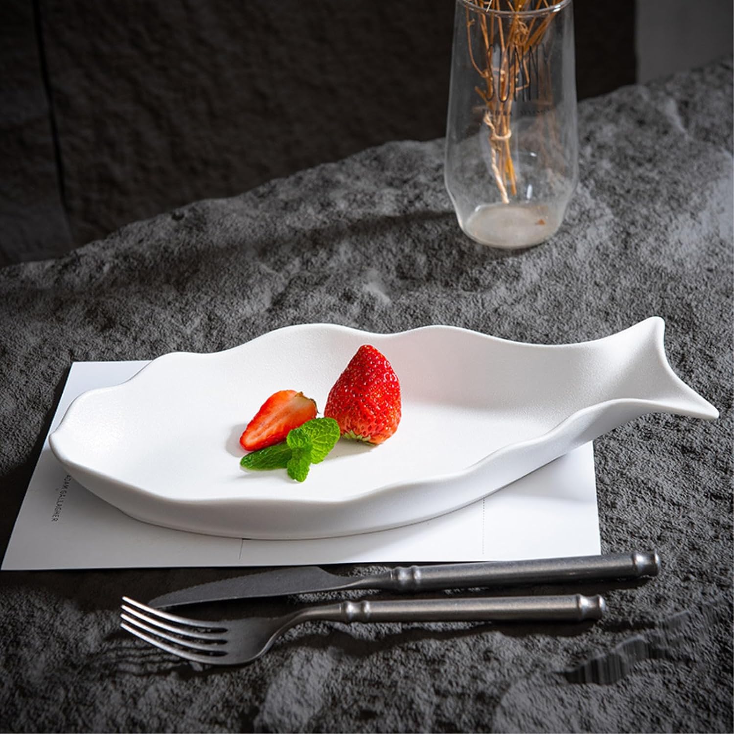 Home Scrub Creative Steamed Fish Plate Oven Available Solid Color Plate-Black