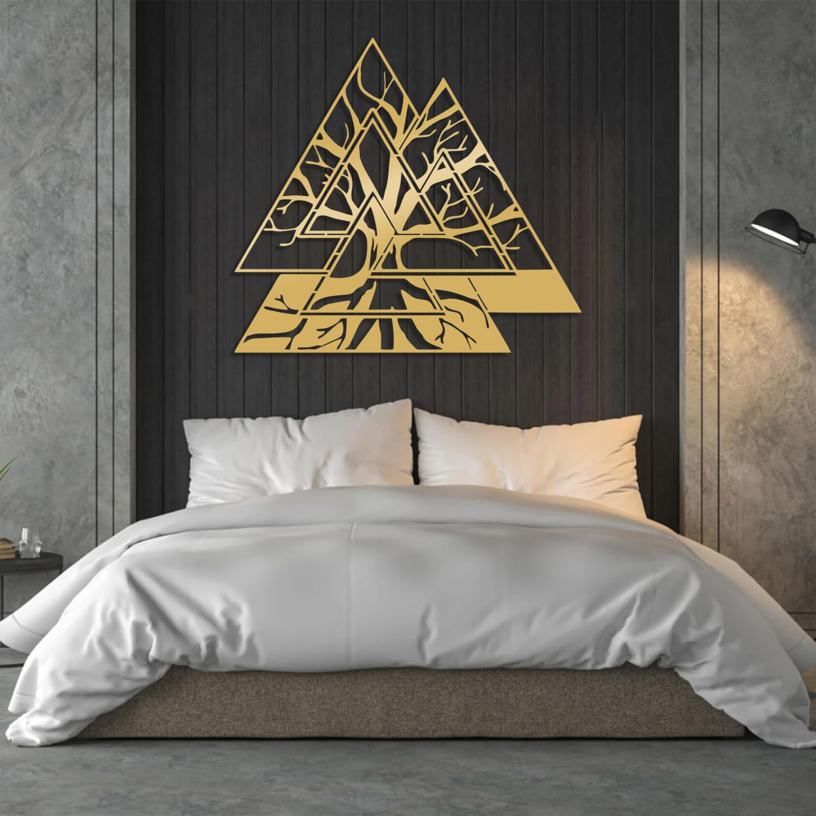 Wanddeko aus Metall, weißer Wikingerbaum, nordische heidnische Kunst, Moderne Skulptur für Wohnzimmer, Schlafzimmer, Flur und Treppenhaus, Natur-Wohndeko (Weiß 2)