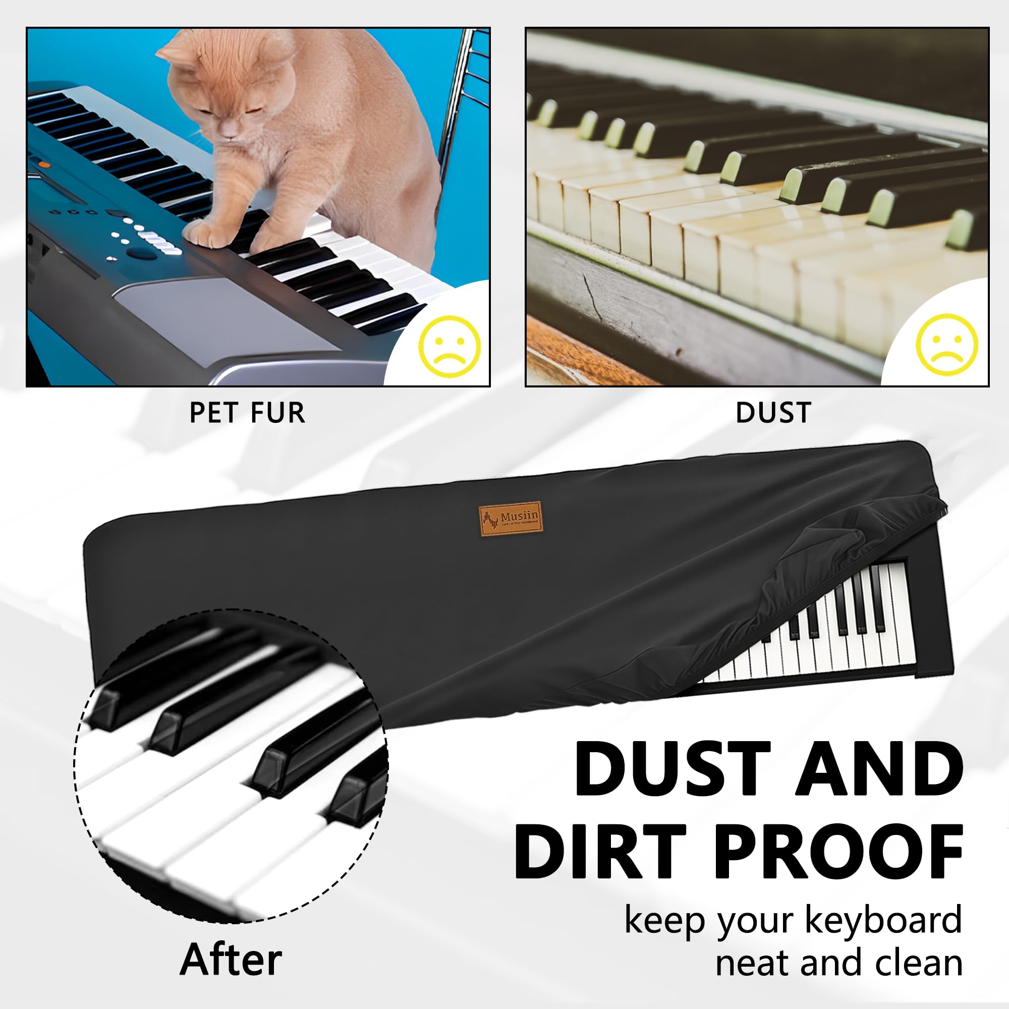Musiin Housse anti-poussière pour clavier de piano et synthétiseur 88 touches, compatible avec Roland JUNO-DS88, FA-08, KORG KROME-88, KROSS 88MB, Chinlon, toucher doux et ajustement personnalisé