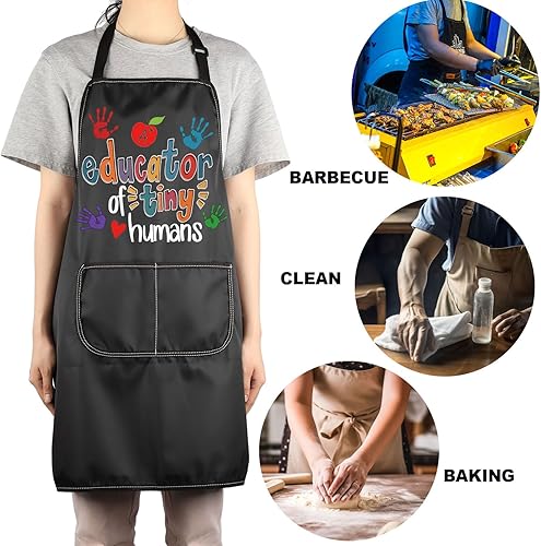 Miniatura 6 de Delantal para profesores de jardín de infantes, delantal para profesores de preescolar con bolsillos, educador de pequeños humanos, regalos para
