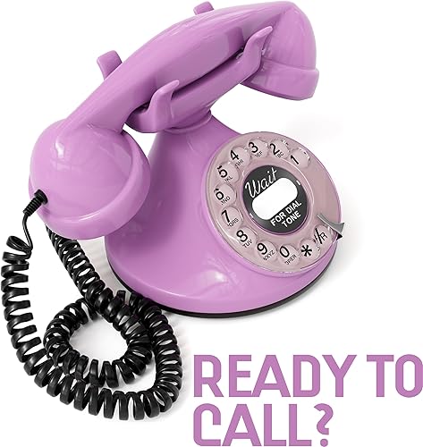 Miniatura 6 de Cable FunkyFon de Opis Un Teléfono Fijo Vintage, El Teléfono Retro Verde para el Hogar y Teléfonos Antiguos en Rosa