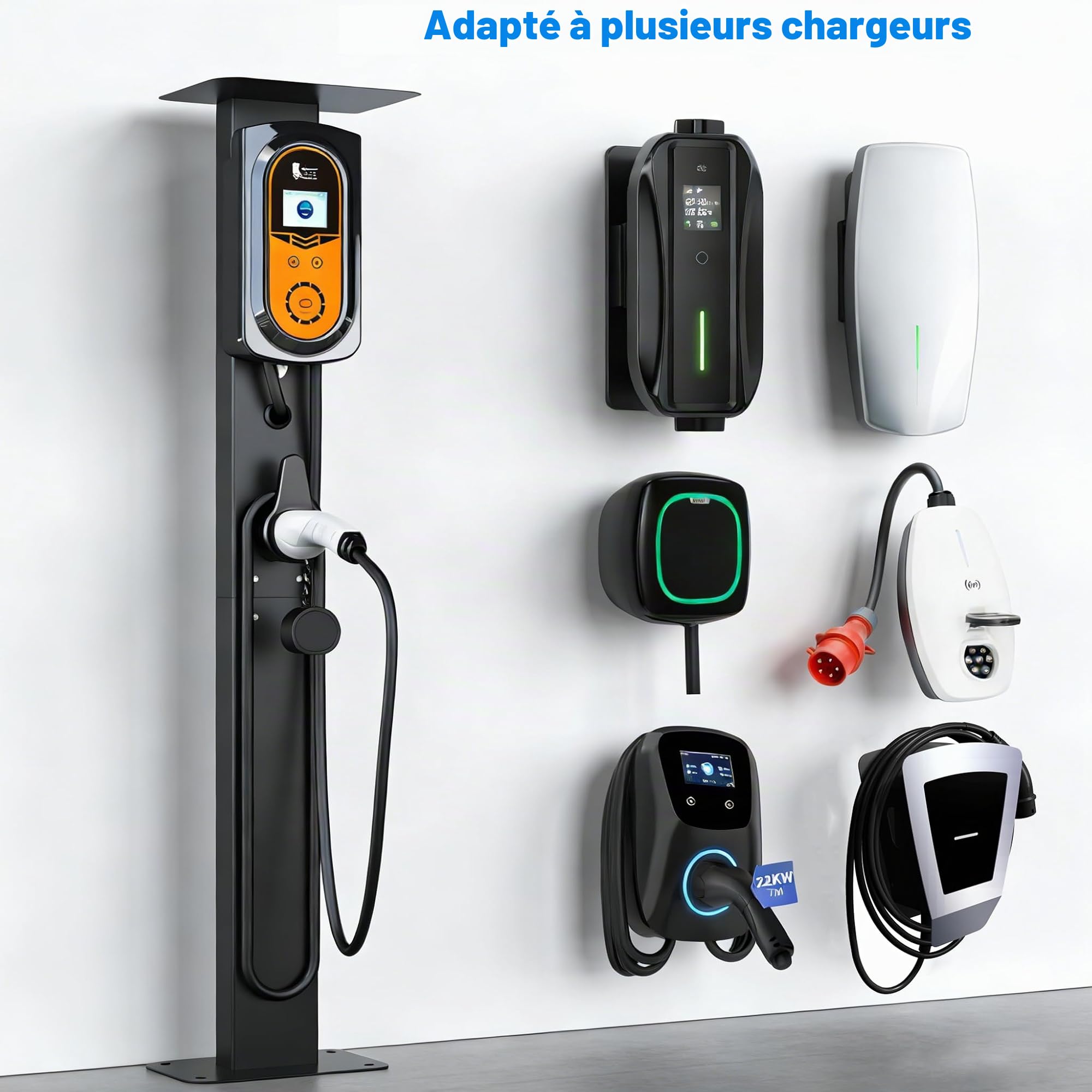 Wallbox - Poteau de Montage sur Pied - pour Station de Charge pour Voitures électriques - Protège Votre Chargeur - Dimensions : 150 cm x 28 cm x 21 cm