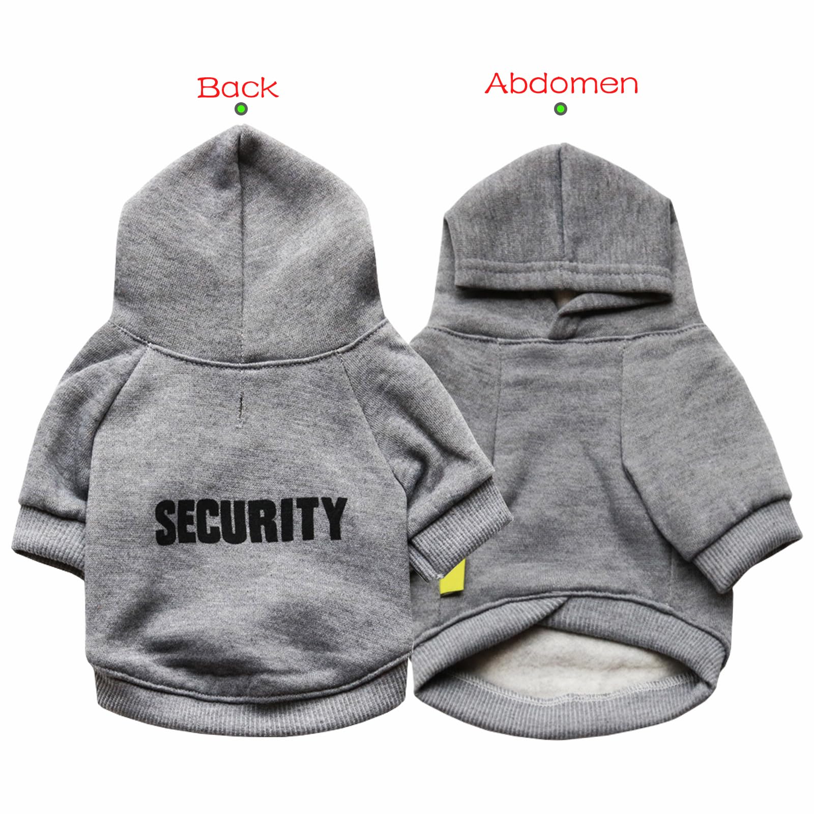 Security Dog Hoodies Dog Clothes Apparel Winter Sweatshirt Warm Sweater Cotton Puppy Small Dog Hoodie for Small Dog Medium Dog Cat