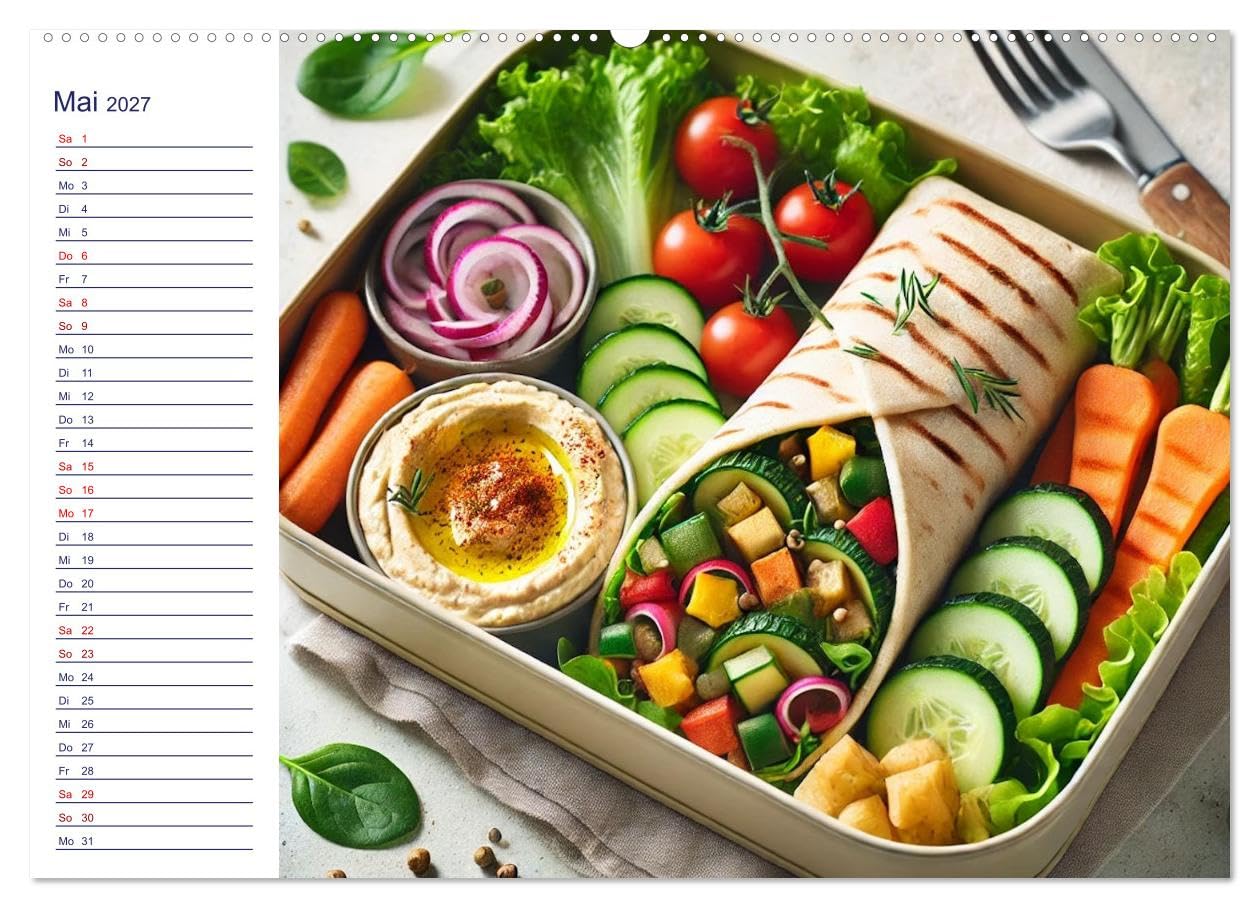 CALVENDO - Lunchpaket Love - Einfach, lecker, gesund (Wandkalender 2027 DIN A2 quer), Monatskalender: Ein Essenskalender speziell für das Büro