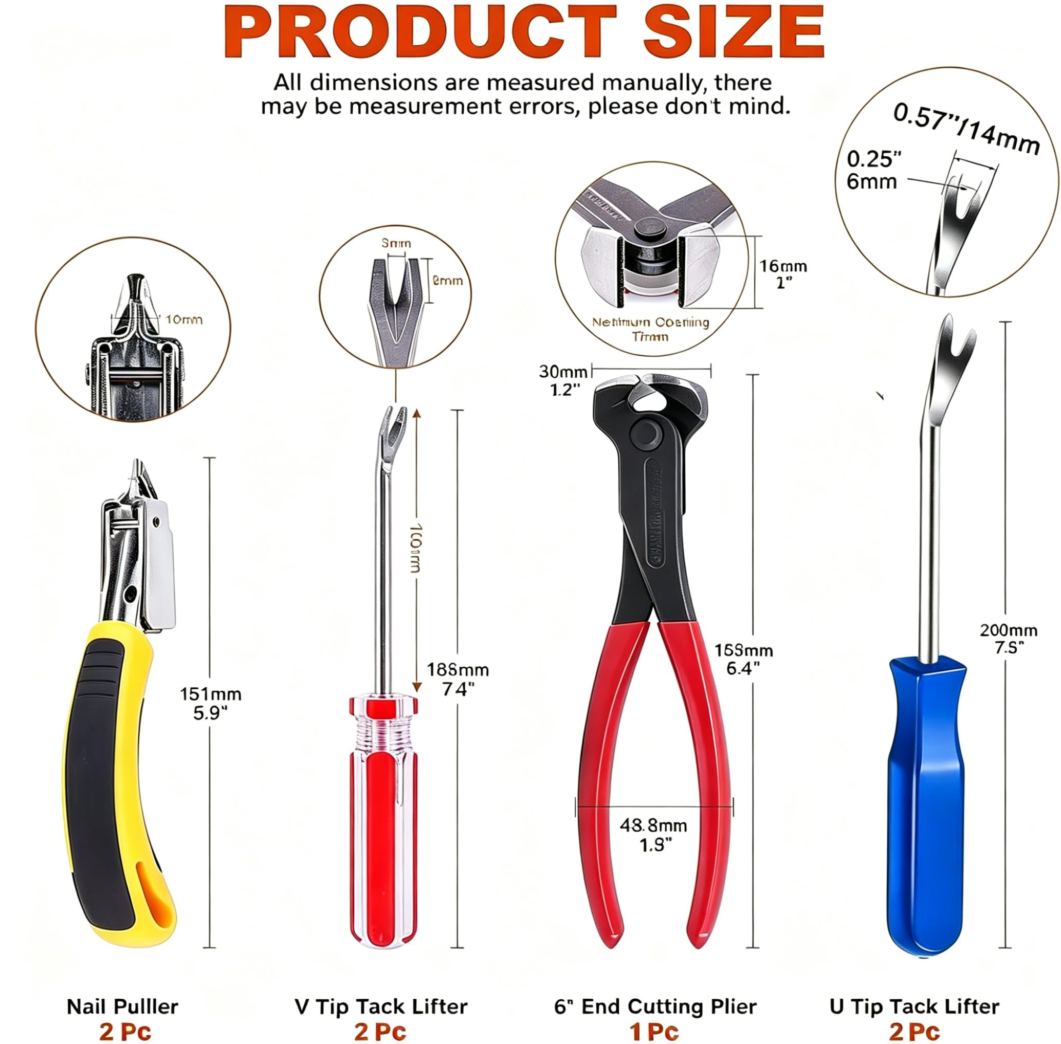 Juego de 8 herramientas para quitar grapas y quitar grapas, para tapicería, extractor de tachuelas, juego de herramientas para muebles, suelo, pared, caja de madera, marco de fotos de coche