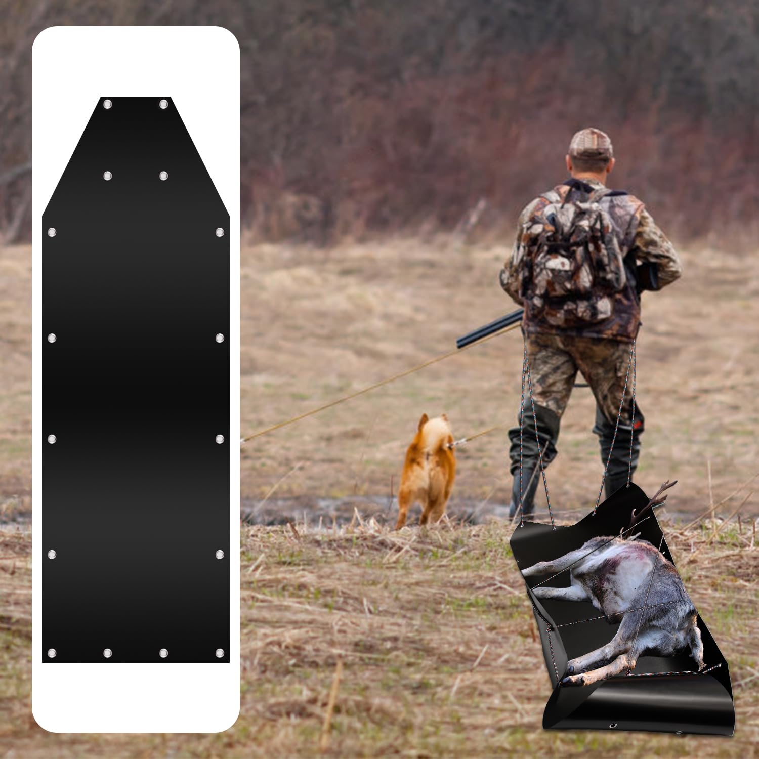 Trineo De Arrastre De Ciervos, Portátil, Trineo De Pesca En Hielo con Cuerda Multiusos Trineo De Perros Transportador De Juegos De Trineo Trineo para Caza, Leña, Jardín, Trabajo